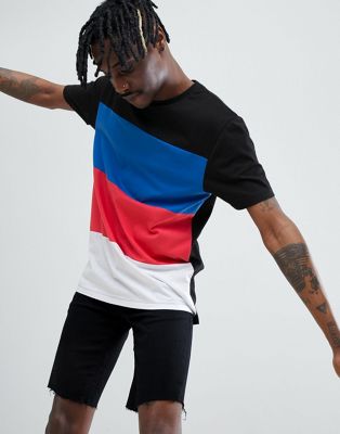 ASOS DESIGN - Ruimvallend lang T-shirt met kleurvakken-Zwart