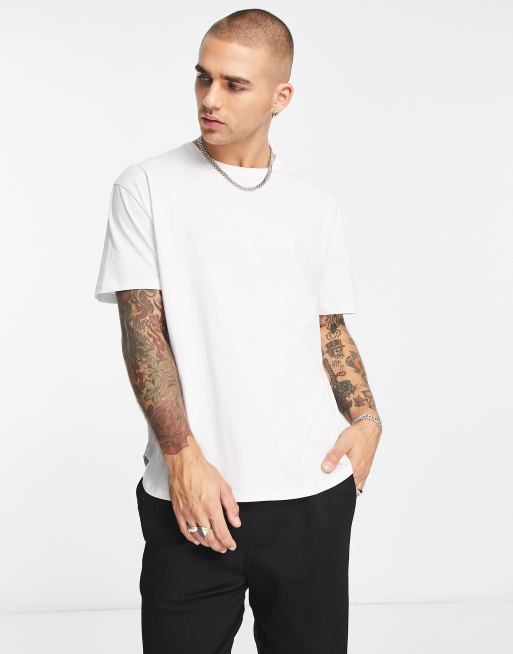 ASOS DESIGN - Ruimvallend lang T-shirt met ronde zoom in wit