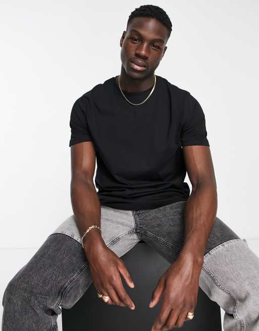 ASOS DESIGN - Ruimvallend lang T-shirt met ronde zoom in zwart 