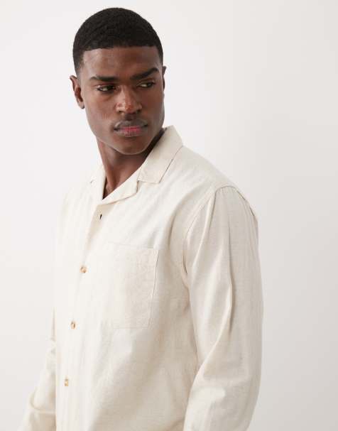 ASOS DESIGN - Ruimvallend linnen overhemd met reverskraag in naturel, deel van co-ord set - view 1