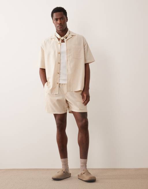 ASOS DESIGN - Ruimvallend linnen overhemd met reverskraag in naturel, deel van co-ord set, 2 van 5