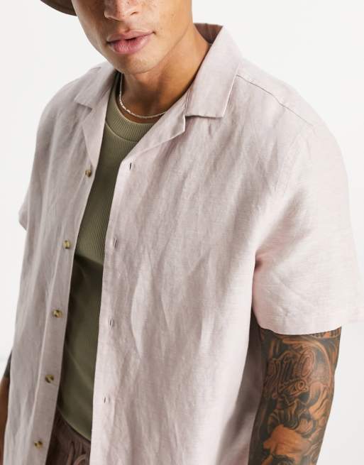 ASOS DESIGN - Ruimvallend linnen overhemd met reverskraag in roze, 3 van 4