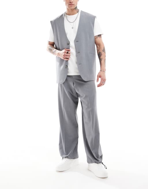 ASOS DESIGN - Ruimvallend mouwloos net jack met lange pasvorm in grijs, deel van co-ord set , 5 van 5