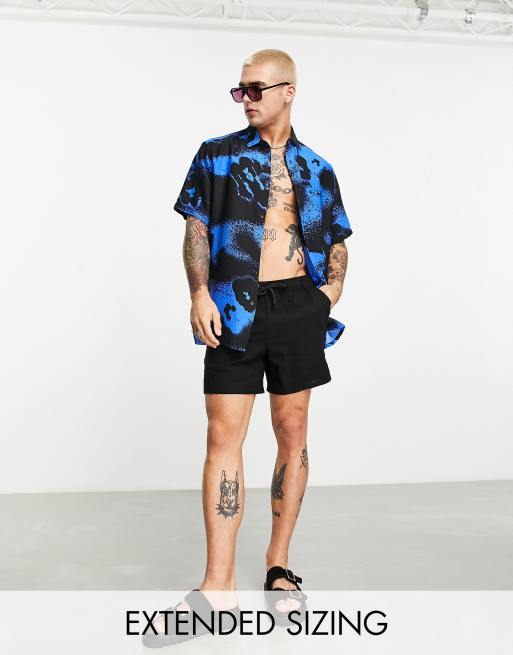 ASOS DESIGN - Ruimvallend overhemd in blauw met bloemenprint