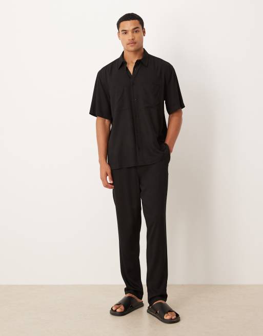 ASOS DESIGN - Ruimvallend overhemd in zwart, deel van co-ord set, 2 van 5
