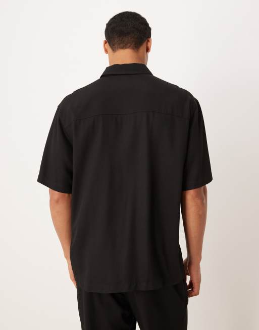 ASOS DESIGN - Ruimvallend overhemd in zwart, deel van co-ord set, 3 van 5