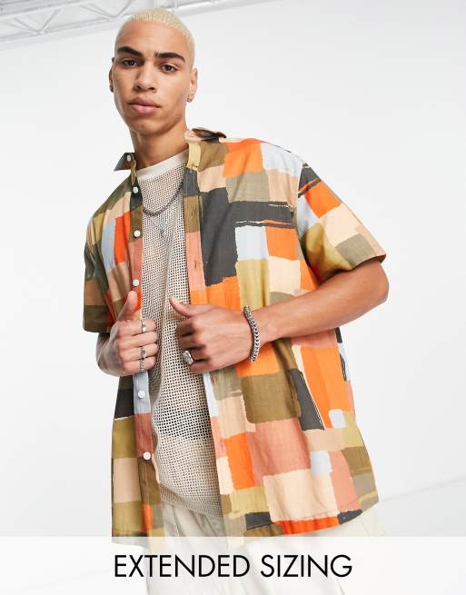 ASOS DESIGN - Ruimvallend overhemd met abstracte print