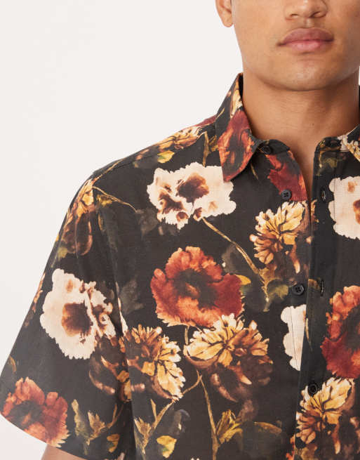 ASOS DESIGN - Ruimvallend overhemd met bloemenmotief in zwart, 5 van 5