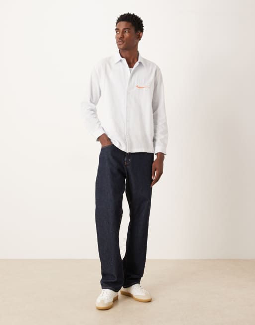 ASOS DESIGN - Ruimvallend overhemd met borduursel op de borst in blauw, 2 van 5