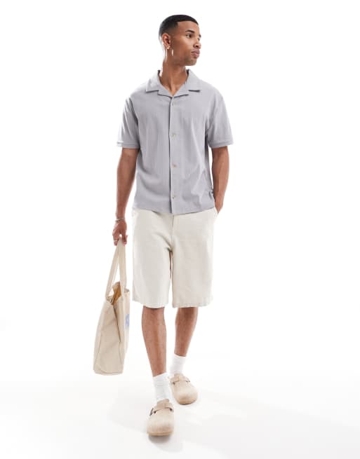 ASOS DESIGN - Ruimvallend overhemd met knoopsluiting in grijs