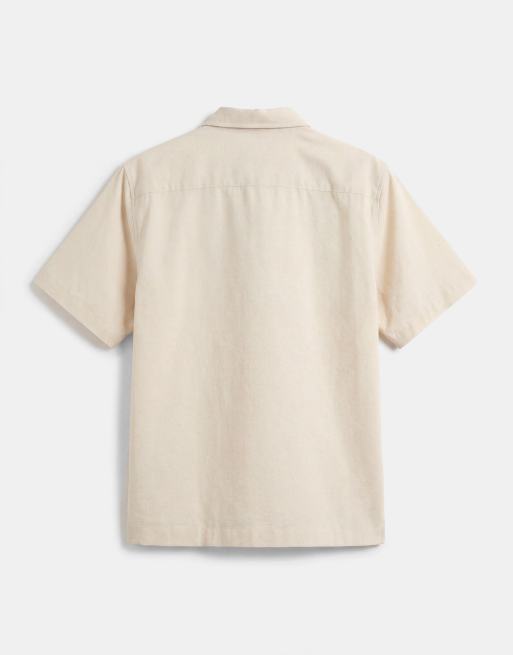 ASOS DESIGN - Ruimvallend overhemd met linnen en koordpatroon in beige, 7 van 7