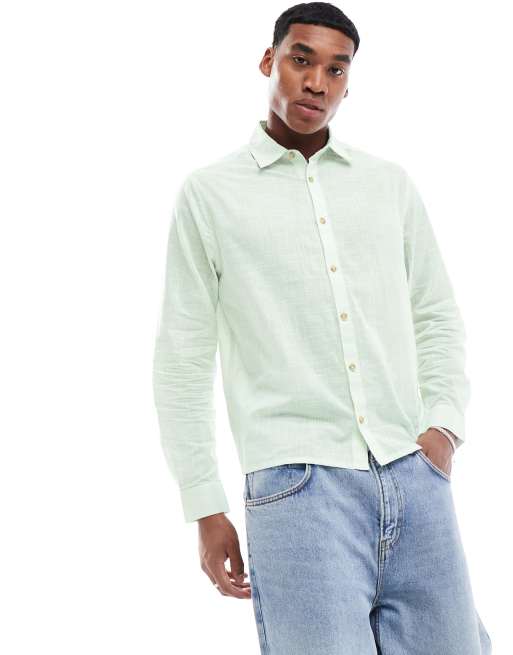 ASOS DESIGN - Ruimvallend overhemd met linnenlook in blauw