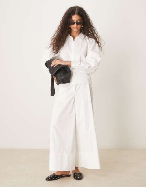 ASOS DESIGN - Ruimvallend overhemd met overdreven mouwen in wit, deel van co-ord set, 2 van 4