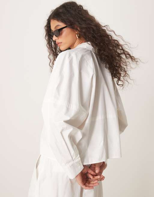 ASOS DESIGN - Ruimvallend overhemd met overdreven mouwen in wit, deel van co-ord set, 4 van 4