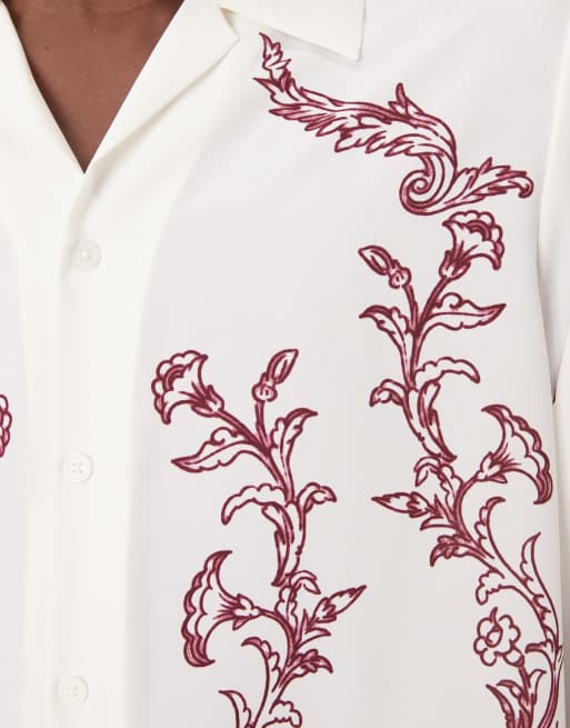 ASOS DESIGN - Ruimvallend overhemd met print in gebroken wit, 5 van 5