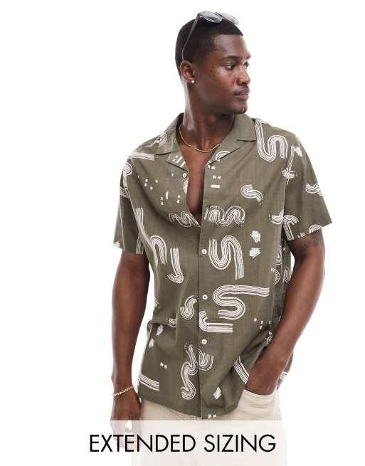 ASOS DESIGN - Ruimvallend overhemd met reverskraag en abstracte print