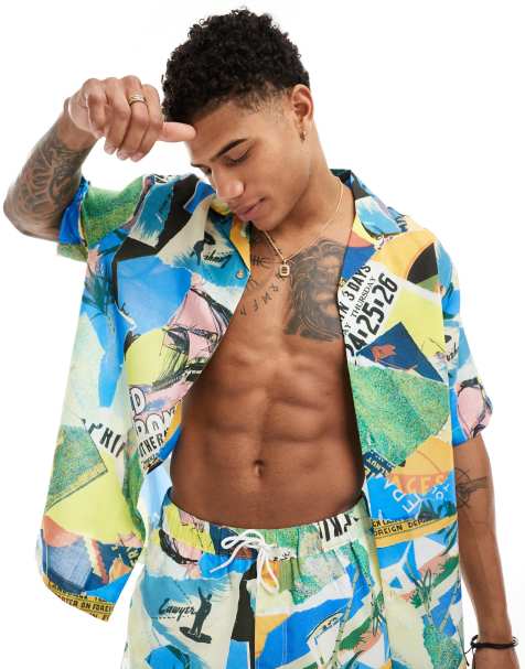 ASOS DESIGN - Ruimvallend overhemd met reverskraag en grafische print, deel van co-ord set - view 1