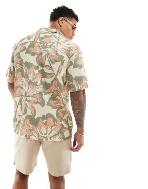 ASOS DESIGN - Ruimvallend overhemd met reverskraag en neutrale print met textuur, 2 van 4