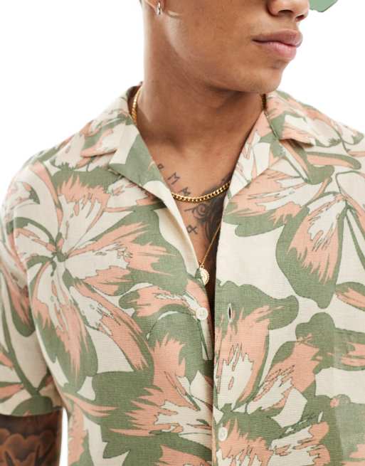ASOS DESIGN - Ruimvallend overhemd met reverskraag en neutrale print met textuur, 4 van 4