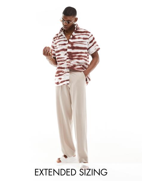 ASOS DESIGN - Ruimvallend overhemd met tie-dye print in bordeauxrood - view 1
