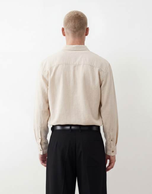 ASOS DESIGN - Ruimvallend overhemd van linnenmix in beige, 4 van 5