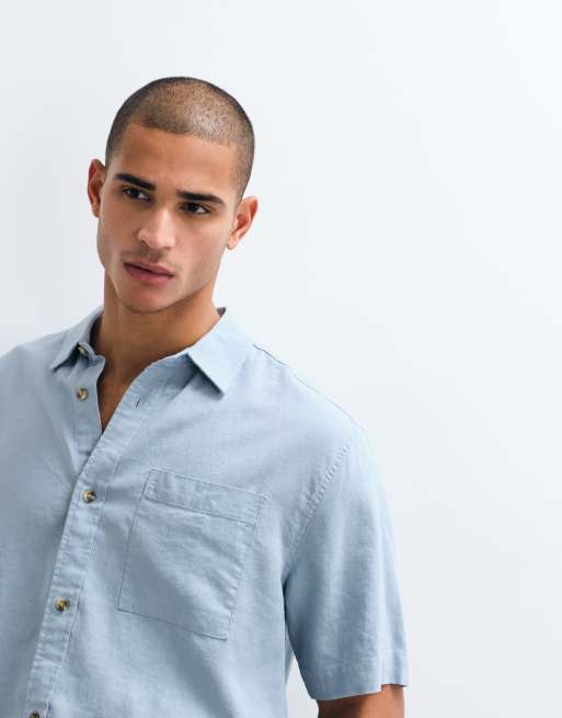 ASOS DESIGN - Ruimvallend overhemd van linnenmix in lichtblauw, 3 van 5