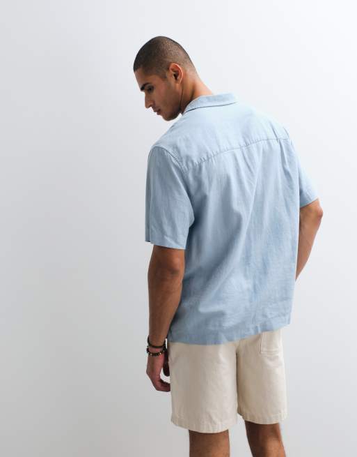 ASOS DESIGN - Ruimvallend overhemd van linnenmix in lichtblauw, 5 van 5