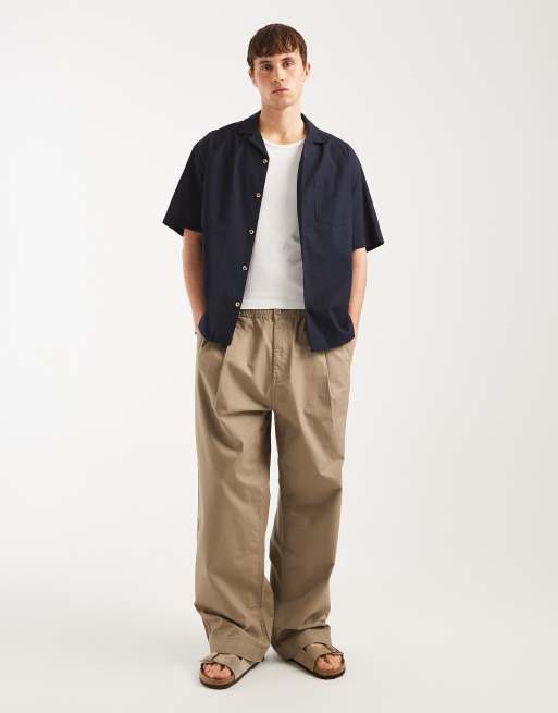 ASOS DESIGN - Ruimvallend overhemd van linnenmix met reverskraag in marineblauw, 2 van 5