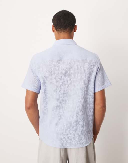 ASOS DESIGN - Ruimvallend overhemd van seersuckerstof in blauw, 3 van 5