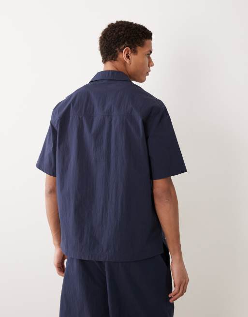 ASOS DESIGN - Ruimvallend overhemd van technische stof in marineblauw, deel van co-ord set, 5 van 5