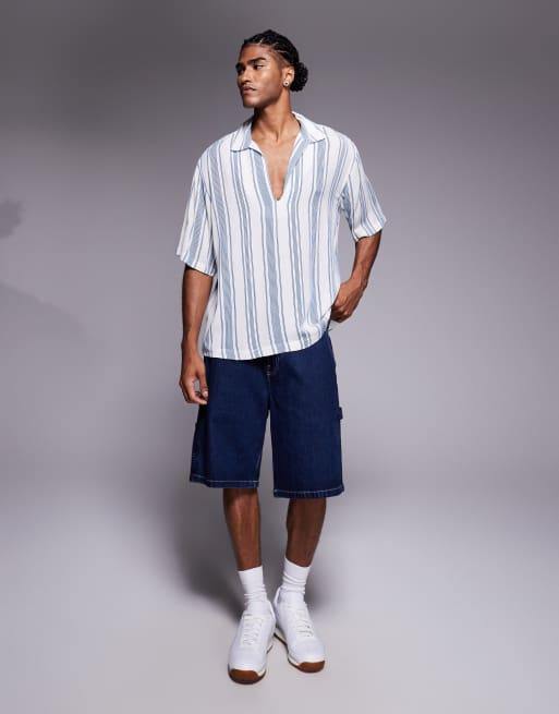 ASOS DESIGN - Ruimvallend overhemd zonder sluiting in blauwe strepen, 5 van 5