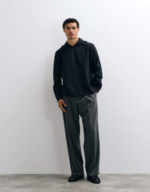 ASOS DESIGN - Ruimvallend overhemd zonder sluiting van modal in zwart, 2 van 5