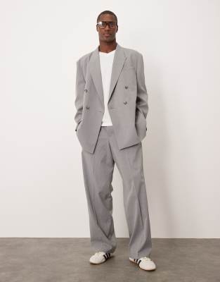ASOS DESIGN - Ruimvallend oversized pak in grijs met krijtstreep - view 1