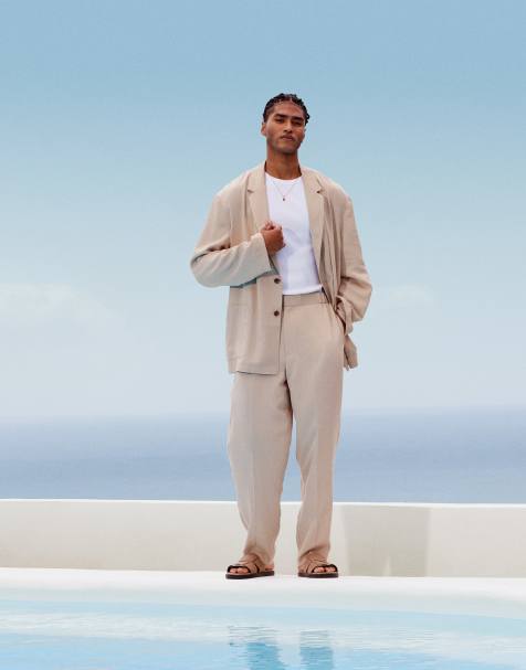 ASOS DESIGN - Ruimvallend oversized strandpak in stone - view 1