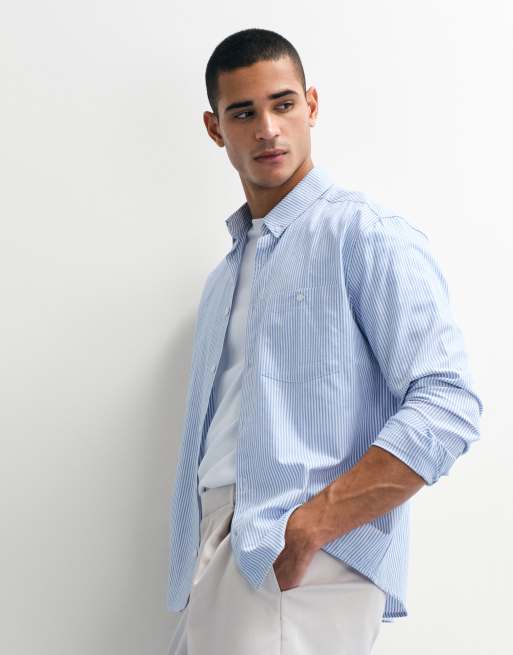 ASOS DESIGN - Ruimvallend oxford overhemd met strepen in blauw, 4 van 7