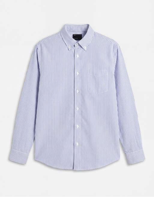 ASOS DESIGN - Ruimvallend oxford overhemd met strepen in blauw, 6 van 7