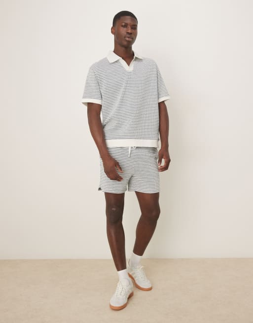 ASOS DESIGN - Ruimvallend polo met textuur en strepen in neutraal , 2 van 4