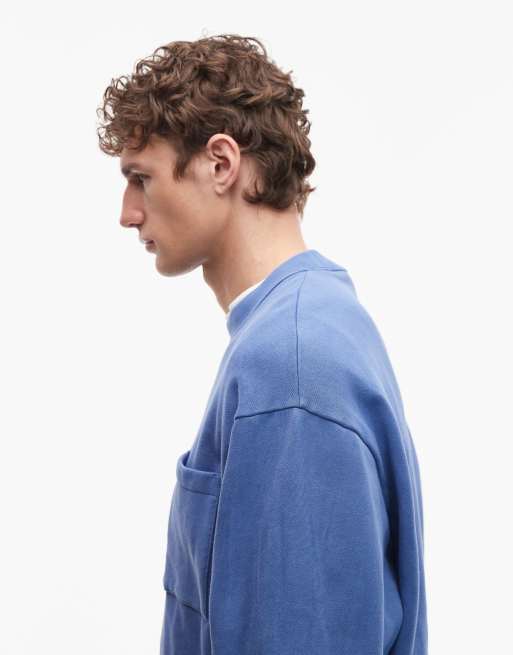 ASOS DESIGN - Ruimvallend sweatshirt in blauw met wassing, 5 van 5