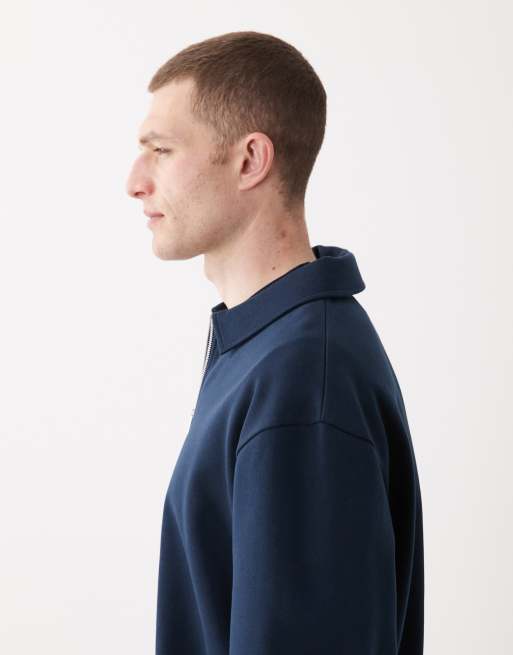 ASOS DESIGN - Ruimvallend sweatshirt met 1/4 rits en kraag in marineblauw, 4 van 5
