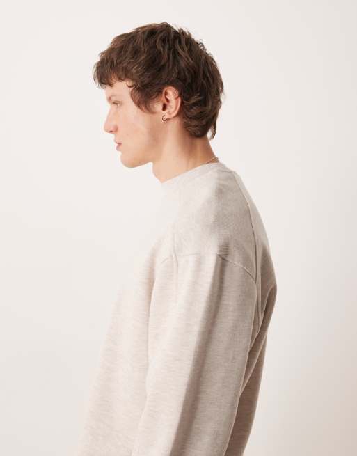 ASOS DESIGN - Ruimvallend sweatshirt met geribbelde panelen in crème, 4 van 5