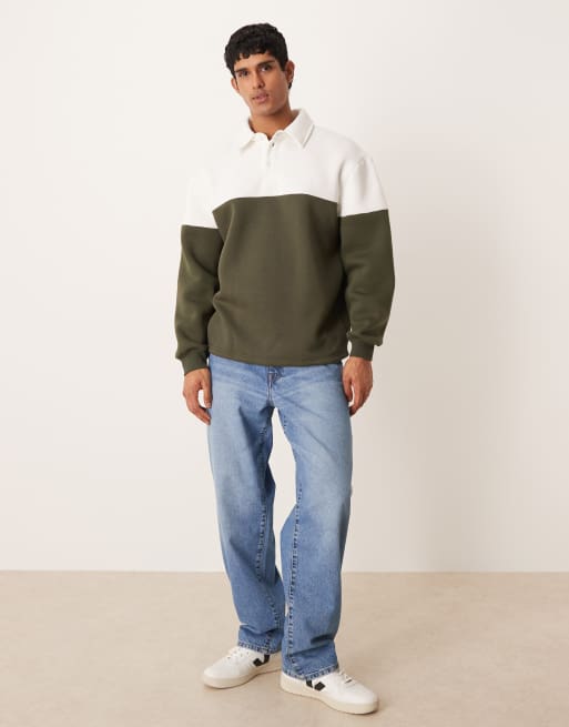 ASOS DESIGN - Ruimvallend sweatshirt met kleurvlakken in groen, 2 van 5