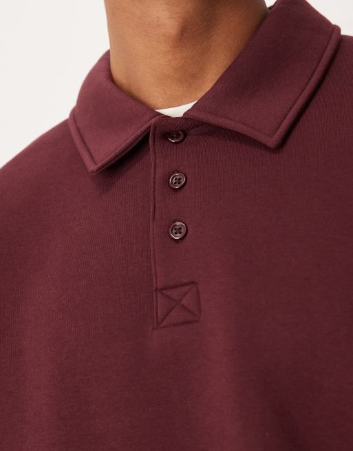 ASOS DESIGN - Ruimvallend sweatshirt met polokraag in bordeauxrood, 5 van 5