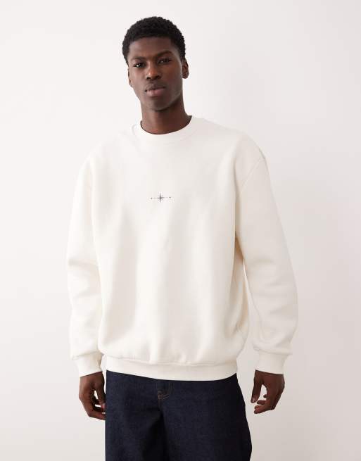 ASOS DESIGN - Ruimvallend sweatshirt met print van hemellichamen op de achterkant in gebroken wit, 3 van 5