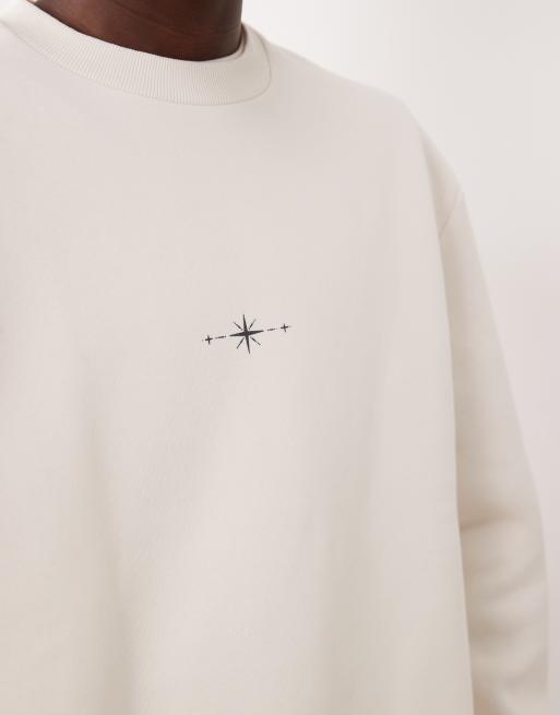 ASOS DESIGN - Ruimvallend sweatshirt met print van hemellichamen op de achterkant in gebroken wit, 5 van 5