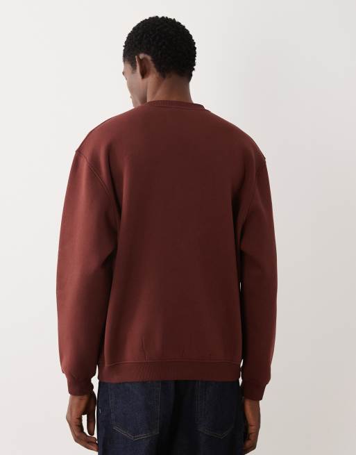 ASOS DESIGN - Ruimvallend sweatshirt met ronde hals en voetbalprint in bruin, 3 van 5