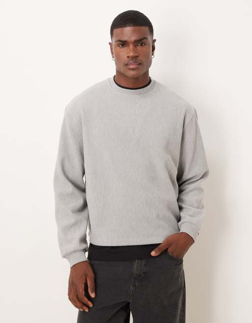 ASOS DESIGN - Ruimvallend sweatshirt met ronde hals in gemêleerd grijs