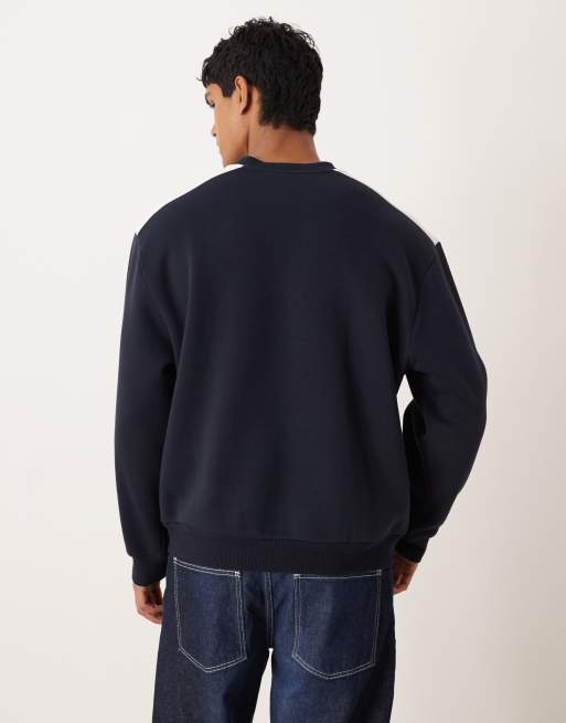 ASOS DESIGN - Ruimvallend sweatshirt met voetbalprint in marineblauw, 3 van 5