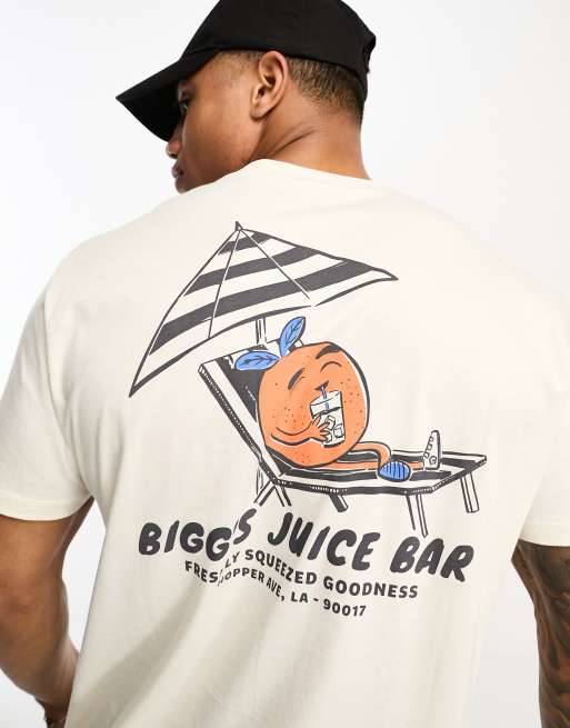 ASOS DESIGN - Ruimvallend T-shirt in ecru met cartoonprint op de achterkant
