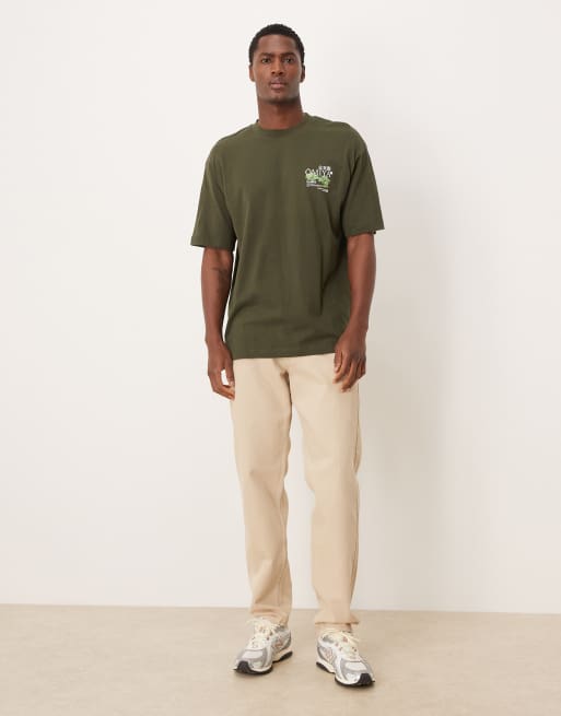 ASOS DESIGN - Ruimvallend T-shirt met bonsai-print in donkergroen, 2 van 5
