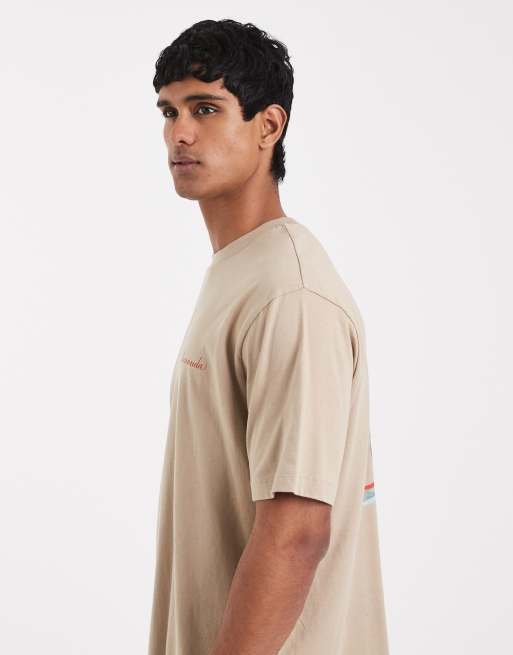 ASOS DESIGN - Ruimvallend T-shirt met digitale bloemenprint in beige, 3 van 5